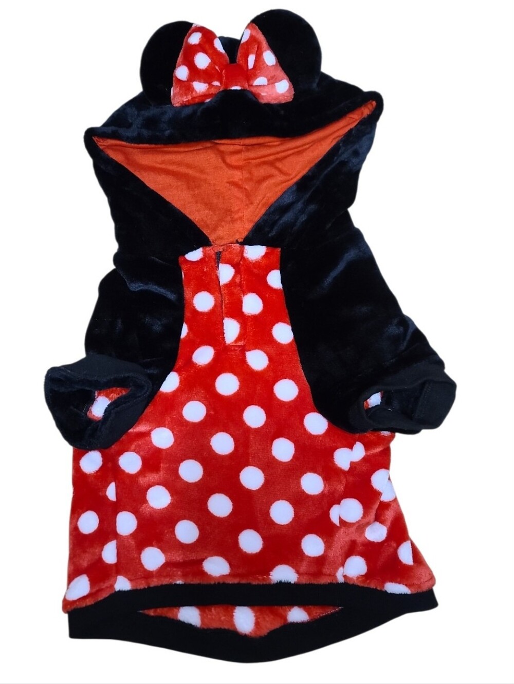 Disney Red Polka Dot Minnie Mouse Dog Hoodie with Black Ears & Bow L/XL NWOT